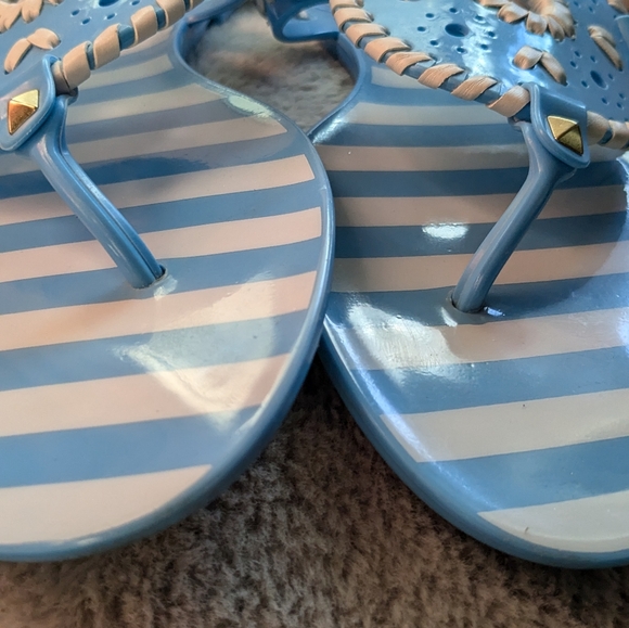 Jack Rogers Blue & White Summer Flip Flops Jelly Sandals Size 10 - Picture 3 of 10